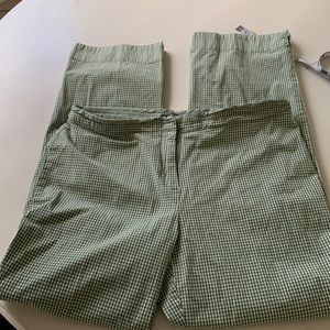 Talbots green checkered pants with stretch. Zip front